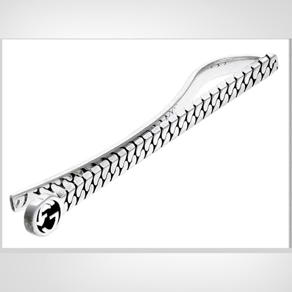 Gucci Interlocking G  Shiny Silver Tiebar | Brand new sealed | Made in Italy - Picture 1 of 3
